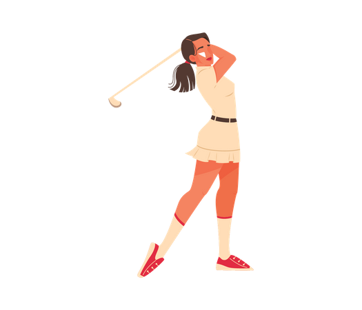 Female athlete playing golf  Illustration