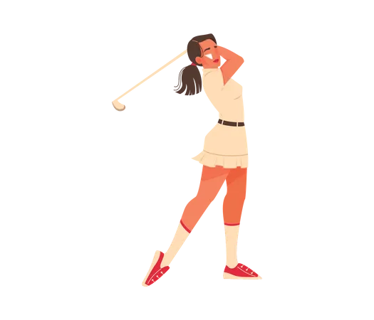 Female athlete playing golf  Illustration