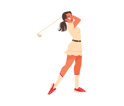 Female athlete playing golf  イラスト