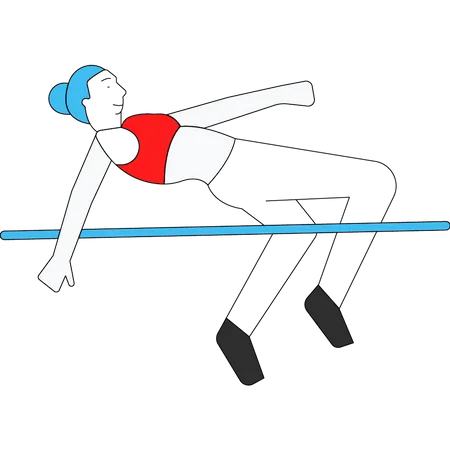 Female athlete playing high jump sport Illustration