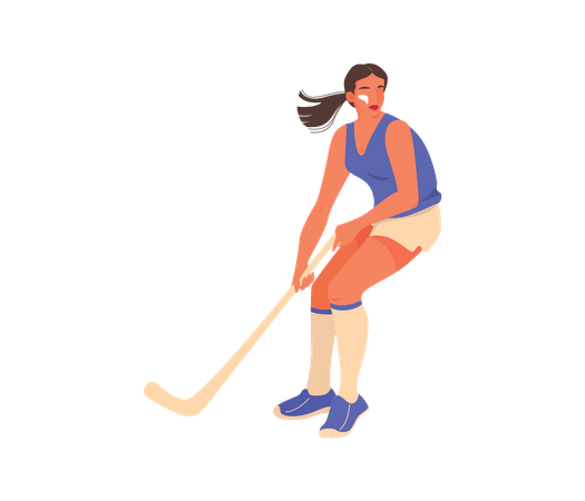 Female athlete playing hockey  Illustration