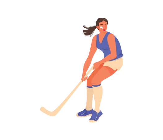 Female athlete playing hockey  Illustration