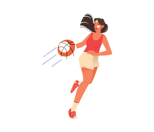Female athlete playing throw ball Illustration