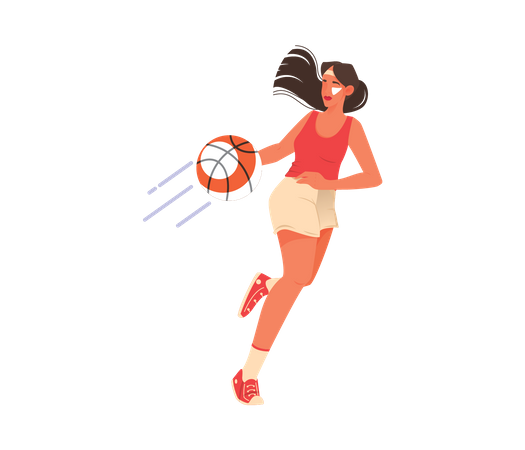 Female athlete playing throw ball  Illustration