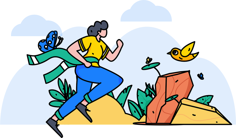 Female athlete running marathon crosses the finish line  Illustration