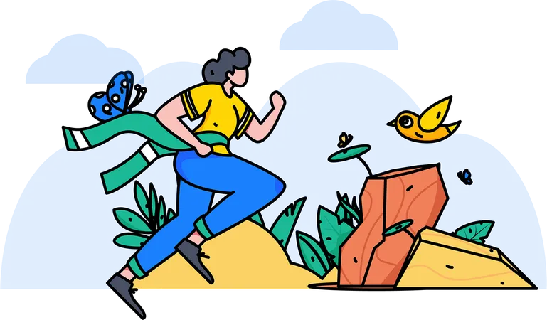 Female athlete running marathon crosses the finish line  Illustration