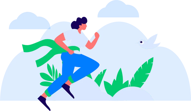 Female athlete running marathon crosses the finish line  Illustration