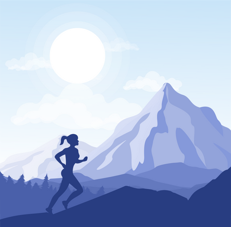 Female athlete running marathon race  Illustration