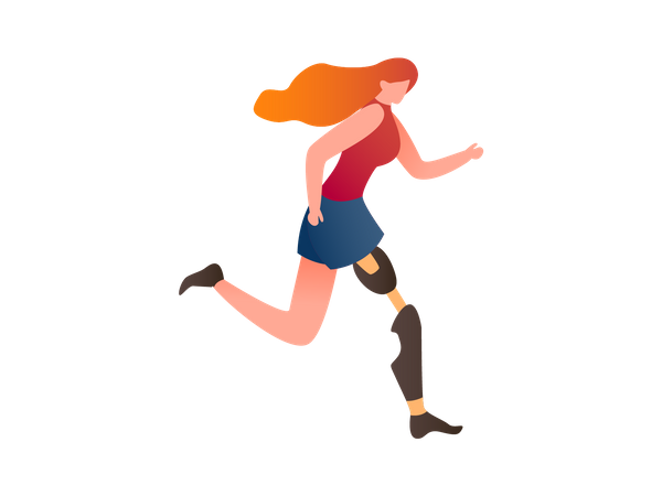 Female athlete running with artificial leg Illustration