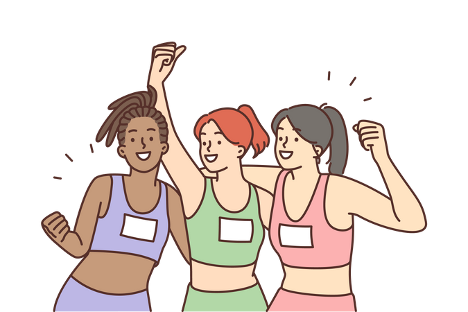 Female athletes celebrating  Illustration