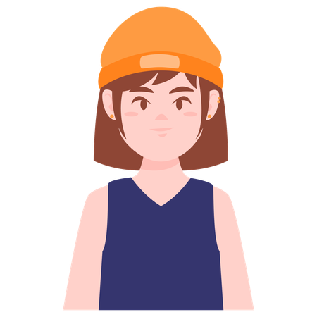 Female Avatar wearing cap  Illustration