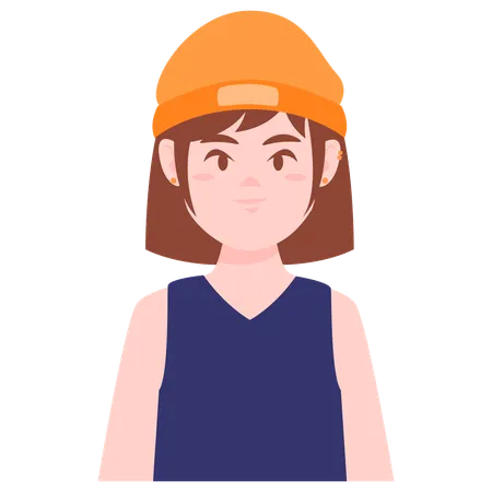 Female Avatar wearing cap  Illustration