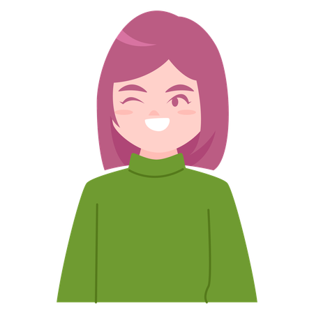 Female Avatar winking her eye  Illustration