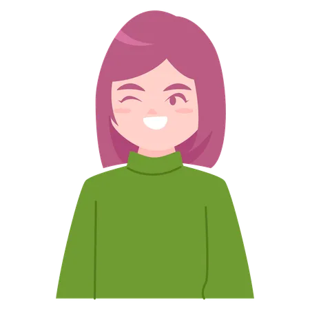 Female Avatar winking her eye  Illustration