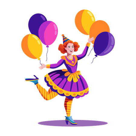 Female ballerina clown  Illustration