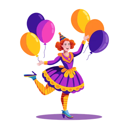 Female ballerina clown  Illustration