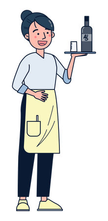 Female bar waiter  Illustration
