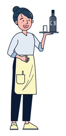 Female bar waiter Illustration