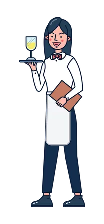 Female bar waiter  Illustration