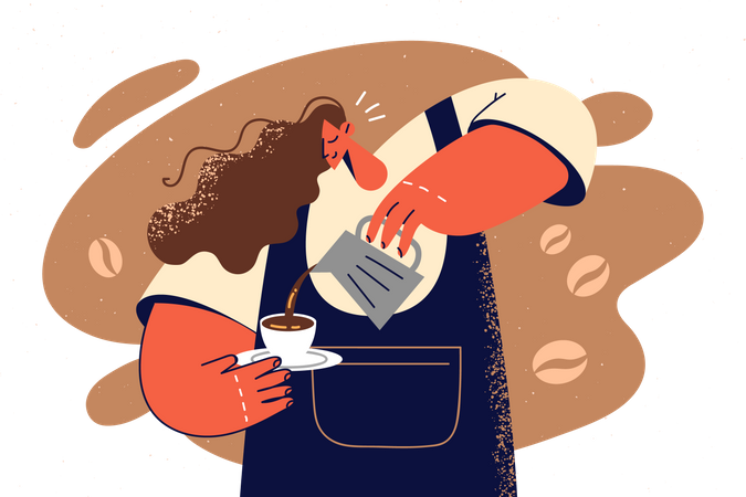 Female barista making coffee  Illustration