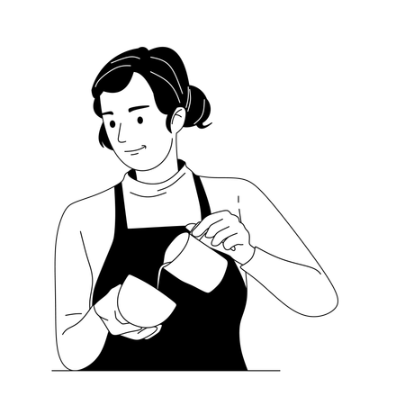 Female Barista Making Coffee  Illustration