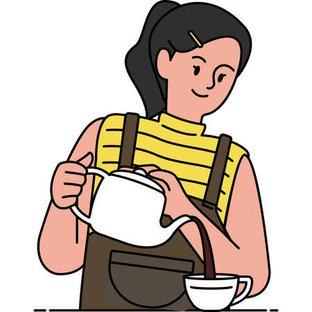 Female Barista serving coffee  Illustration