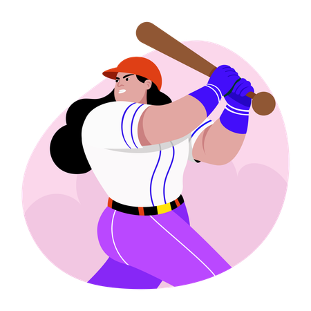 Female Baseball player  Illustration