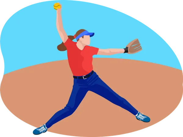 Female baseball player Illustration