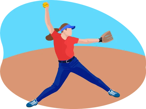 Female baseball player  Illustration