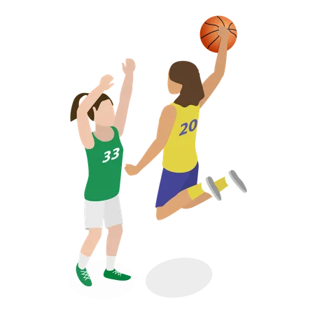 Female basketball player playing basketball  Illustration