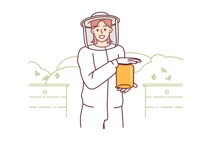 Female beekeeper Illustration