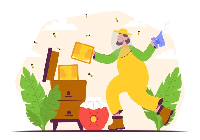 Female Beekeeper  Illustration