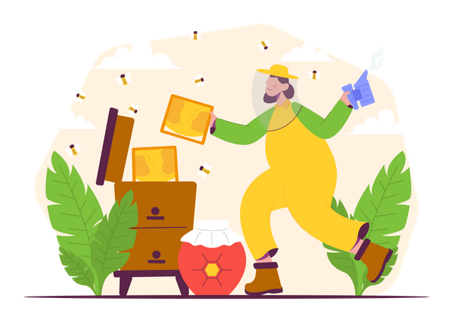 Female Beekeeper  Illustration