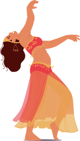 Graceful And Captivating Eastern Woman Dances The Belly Dance With Fluid Movements Expressing Cultural Allure Through Intricate Hip Articulation And Mesmerizing Rhythmic Patterns Vector Illustration Illustration