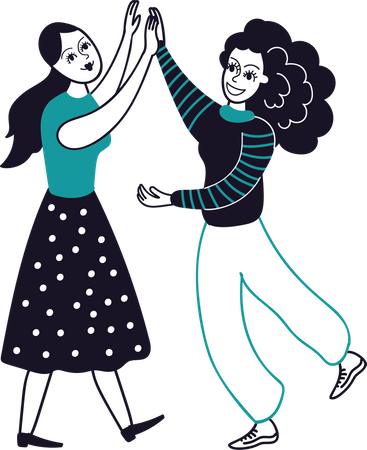 Female bestfriend meeting each other  Illustration