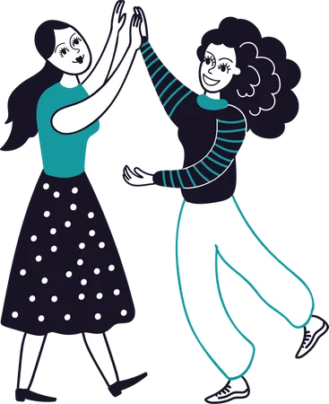 Female bestfriend meeting each other  Illustration