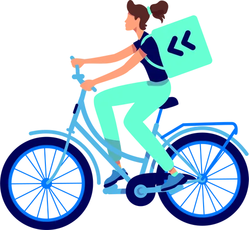 Female bicycle courier Illustration