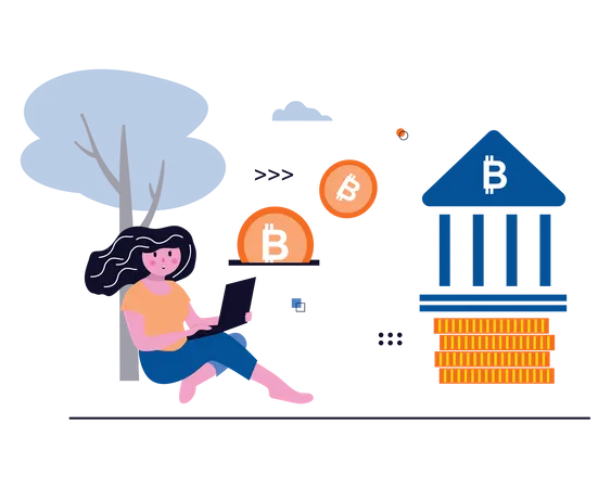 Female Bitcoin investor  Illustration
