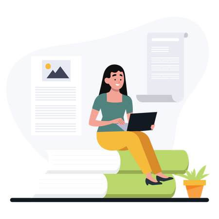 Female blog writer  Illustration