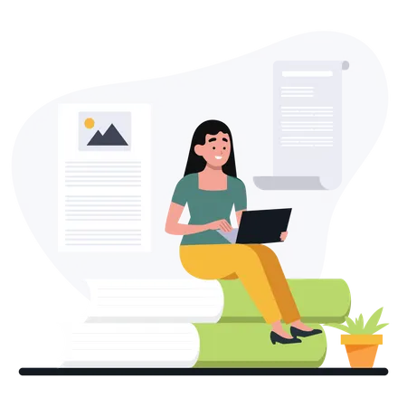 Female blog writer  Illustration