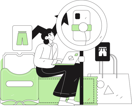 Female blogger creating video  Illustration