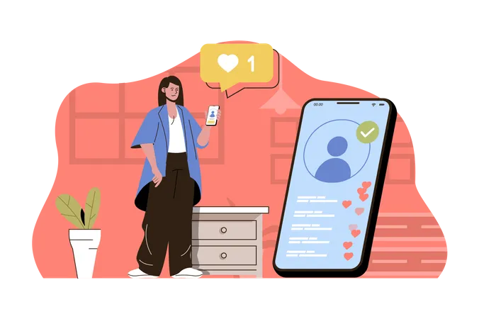 Opinion Leader Concept Woman Blogger Makes Live Stream To Followers Situation Advertising In Social Networks People Scene Vector Illustration With Flat Character Design For Website And Mobile Site Illustration