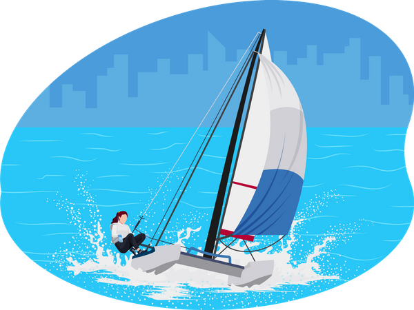 Female boat racing player  Illustration