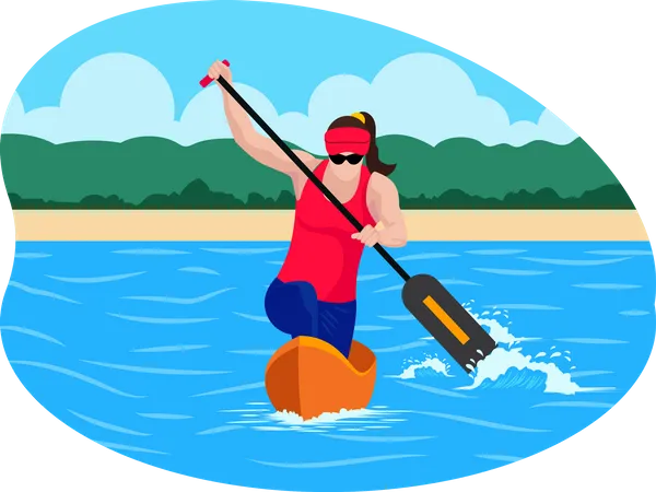 Female Boating player Illustration