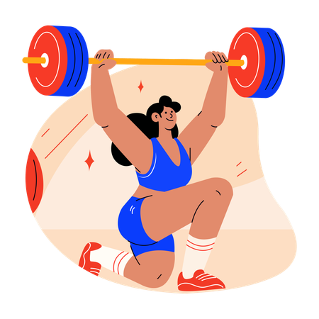 Female bodybuilder doing weightlifting  Illustration