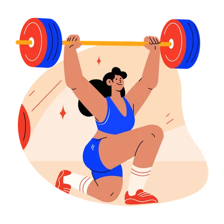 Female bodybuilder doing weightlifting  Illustration