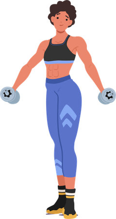 Female Bodybuilder Holding Dumbbells  Illustration