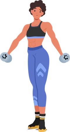 Female Bodybuilder Holding Dumbbells  Illustration