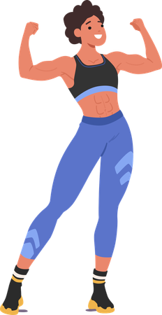 Female Bodybuilder Showing Muscles  Illustration