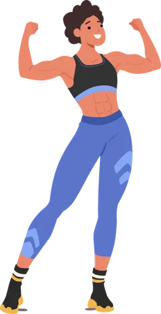 Female Bodybuilder Showing Muscles  Illustration